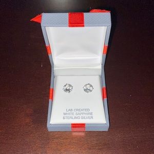 white sapphire sterling silver studs 7mm